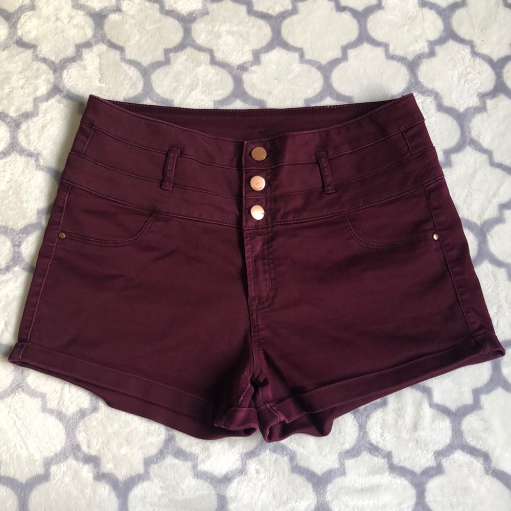 Burgundy high waisted shorts